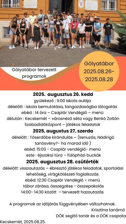 Gólyatábor 2025