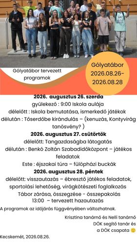 Gólyatábor 2026